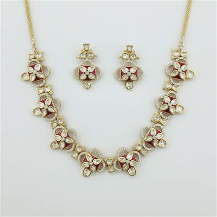 Kundan Meenakari Necklace Set With Carat Gold Plating