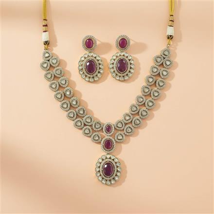 Kundan 2 Line Necklace Set With Mehndi Plating