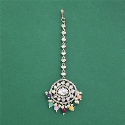 Kundan Moti Tikka With Mehndi Plating