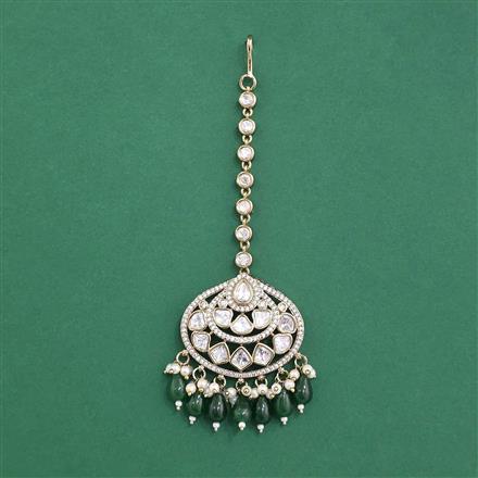 Kundan Moti Tikka With Mehndi Plating