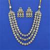 Kundan 3 Line Necklace Set With Mehndi Plating