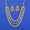 Kundan 3 Line Necklace Set With Mehndi Plating