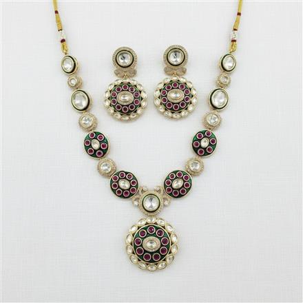 Kundan Meenakari Necklace Set With Carat Gold Plating