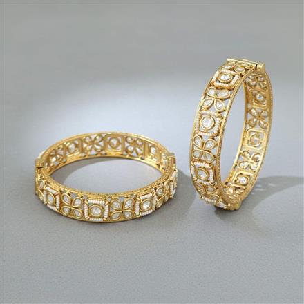 Kundan Moti Bangles With Carat Gold Plating