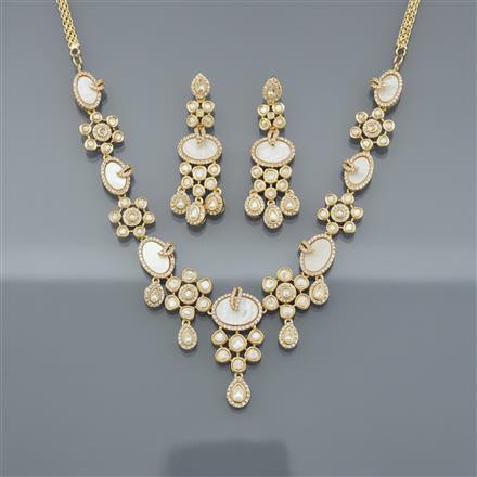 Kundan Mother Of Pearl Necklace Set With Carat Gold Plating