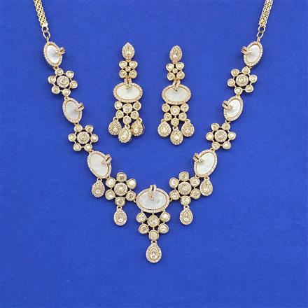 Kundan Mother Of Pearl Necklace Set With Carat Gold Plating