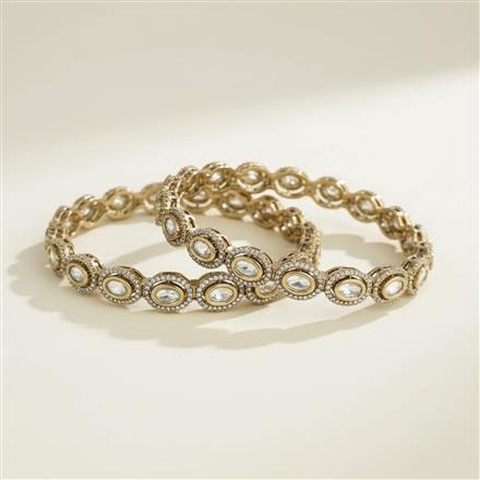 Kundan Classic Bangles With Mehndi Plating
