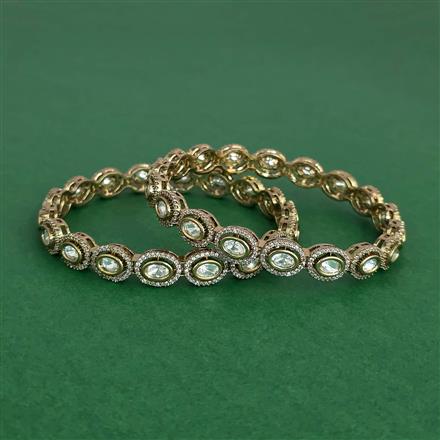 Kundan Classic Bangles With Mehndi Plating