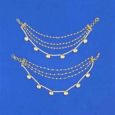 Kundan Classic Ear Chain With Carat Gold Plating