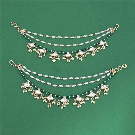 Kundan Moti Ear Chain With Carat Gold Plating