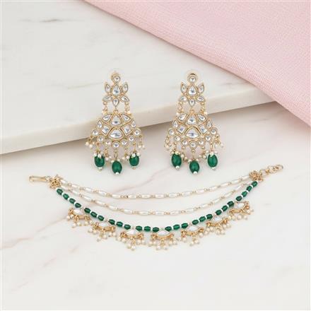 Kundan Moti Ear Chain With Carat Gold Plating