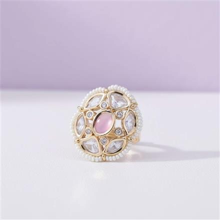 Kundan Adjustable Ring With Carat Gold Plating