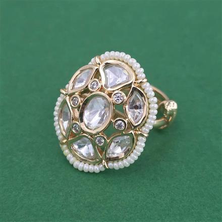 Kundan Adjustable Ring With Carat Gold Plating