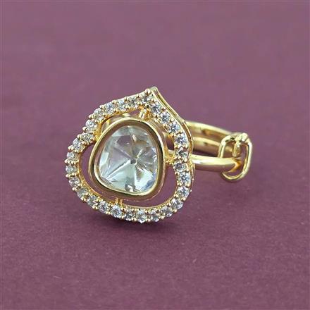 Kundan Adjustable Ring With Carat Gold Plating