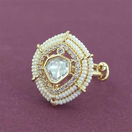 Kundan Adjustable Ring With Carat Gold Plating
