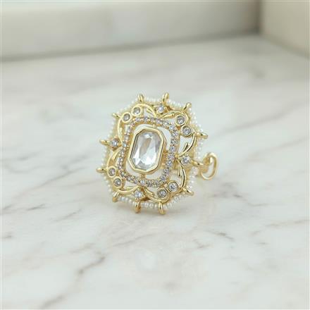 Kundan Adjustable Ring With Carat Gold Plating