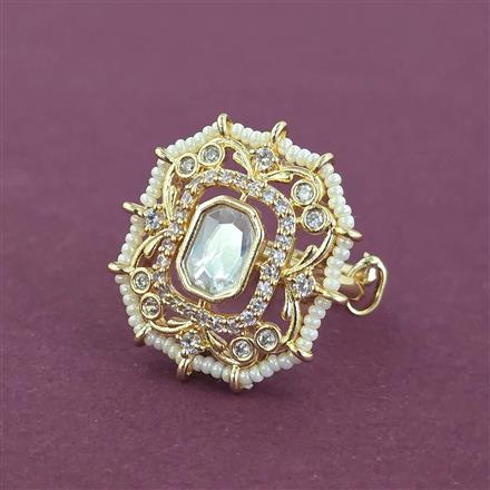 Kundan Adjustable Ring With Carat Gold Plating