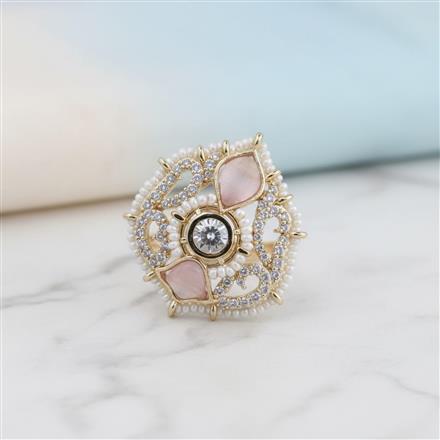 Kundan Adjustable Ring With Carat Gold Plating