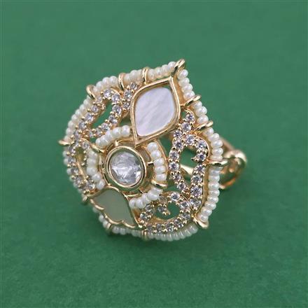 Kundan Adjustable Ring With Carat Gold Plating