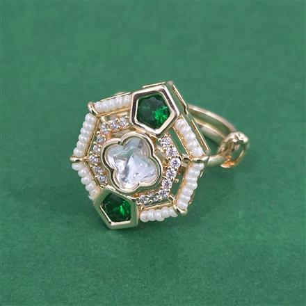 Kundan Adjustable Ring With Carat Gold Plating
