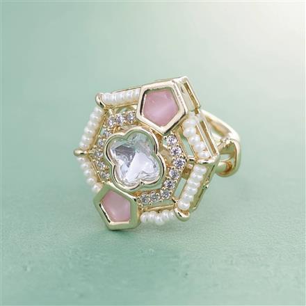 Kundan Adjustable Ring With Carat Gold Plating