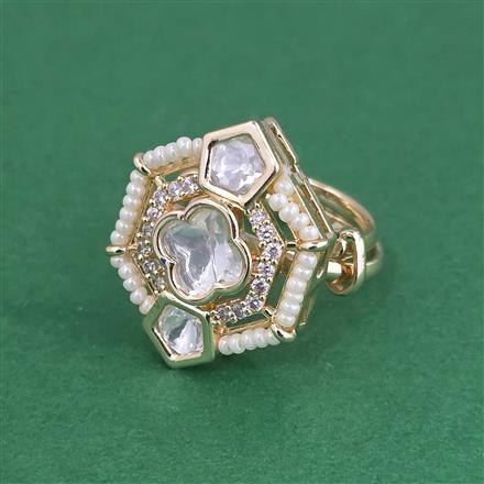 Kundan Adjustable Ring With Carat Gold Plating