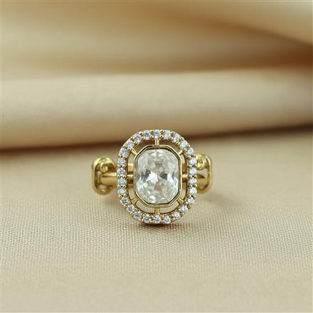 Kundan Adjustable Ring With Mehndi Plating