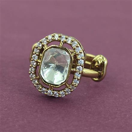 Kundan Adjustable Ring With Mehndi Plating