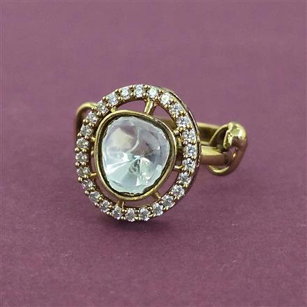 Kundan Adjustable Ring With Mehndi Plating