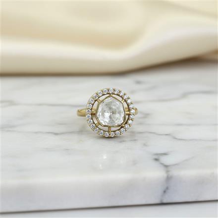 Kundan Adjustable Ring With Mehndi Plating