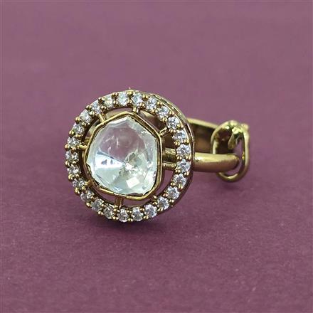 Kundan Adjustable Ring With Mehndi Plating