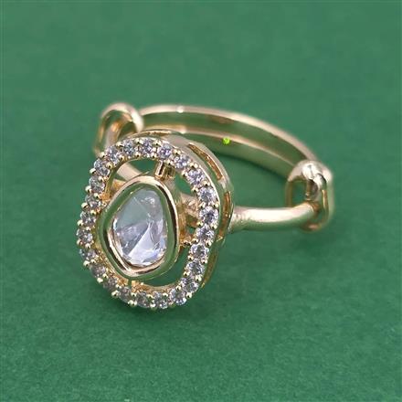 Kundan Adjustable Ring With Carat Gold Plating