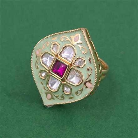 Kundan Adjustable Ring With Carat Gold Plating