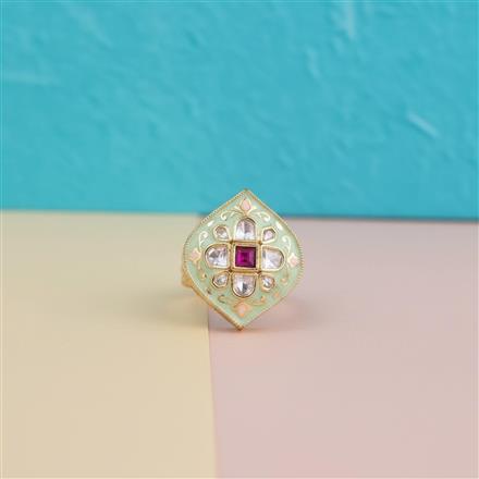 Kundan Adjustable Ring With Carat Gold Plating