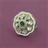 Kundan Adjustable Ring With Mehndi Plating