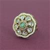 Kundan Adjustable Ring With Mehndi Plating