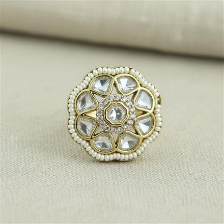 Kundan Adjustable Ring With Mehndi Plating