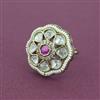 Kundan Adjustable Ring With Mehndi Plating