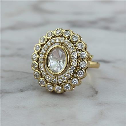 Kundan Adjustable Ring With Mehndi Plating
