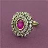 Kundan Adjustable Ring With Mehndi Plating