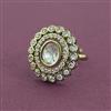 Kundan Adjustable Ring With Mehndi Plating