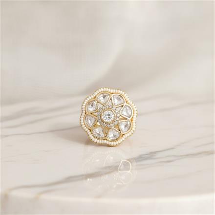 Kundan Adjustable Ring With Carat Gold Plating
