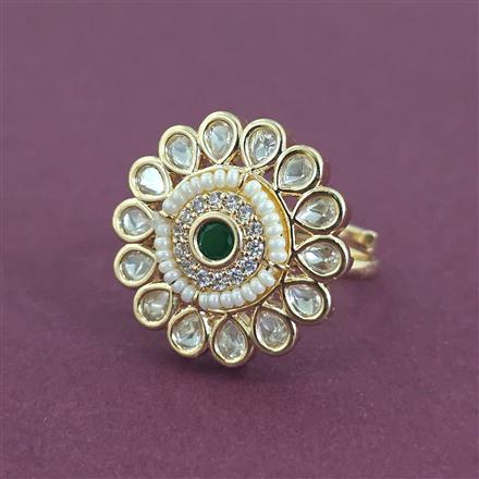Kundan Adjustable Ring With Carat Gold Plating