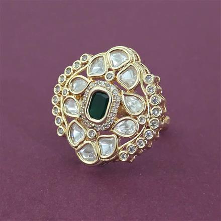 Kundan Adjustable Ring With Carat Gold Plating