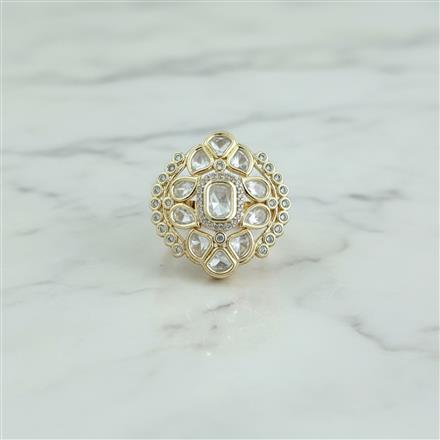 Kundan Adjustable Ring With Carat Gold Plating