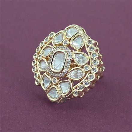 Kundan Adjustable Ring With Carat Gold Plating
