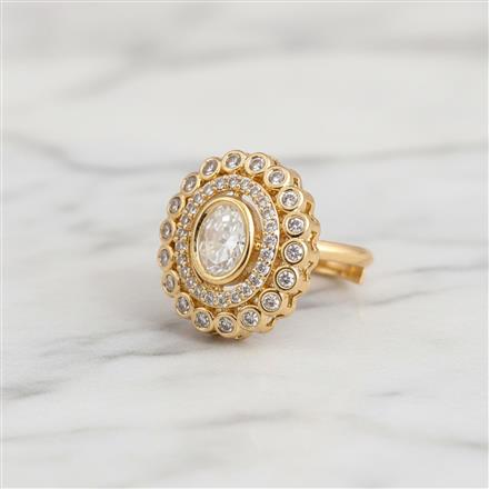 Kundan Adjustable Ring With Carat Gold Plating