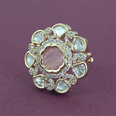 Kundan Adjustable Ring With Carat Gold Plating