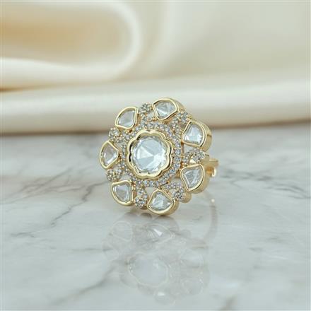 Kundan Adjustable Ring With Carat Gold Plating