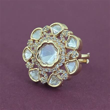 Kundan Adjustable Ring With Carat Gold Plating